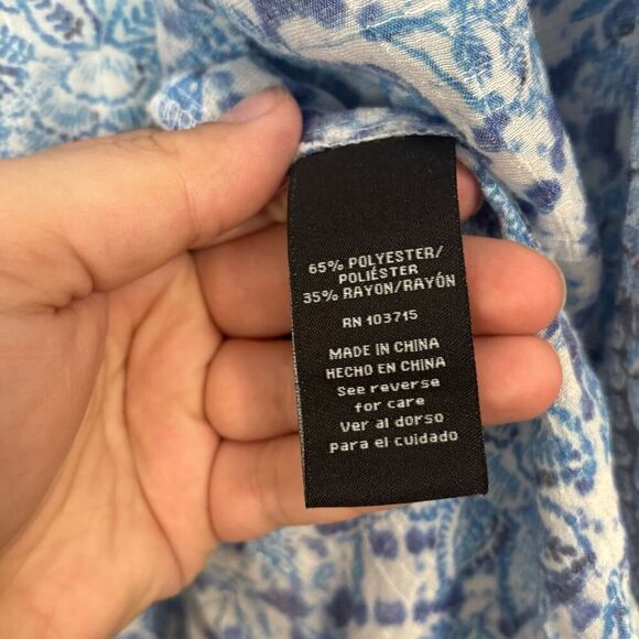 Zac & Rachel Blue Floral Open Front Lightweight Kimono Shawl 1X - Picture 3 of 4